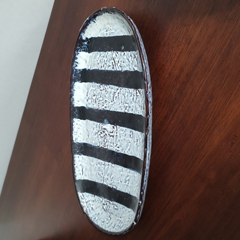 Mud Pie Striped Serving Dish Trink Platter